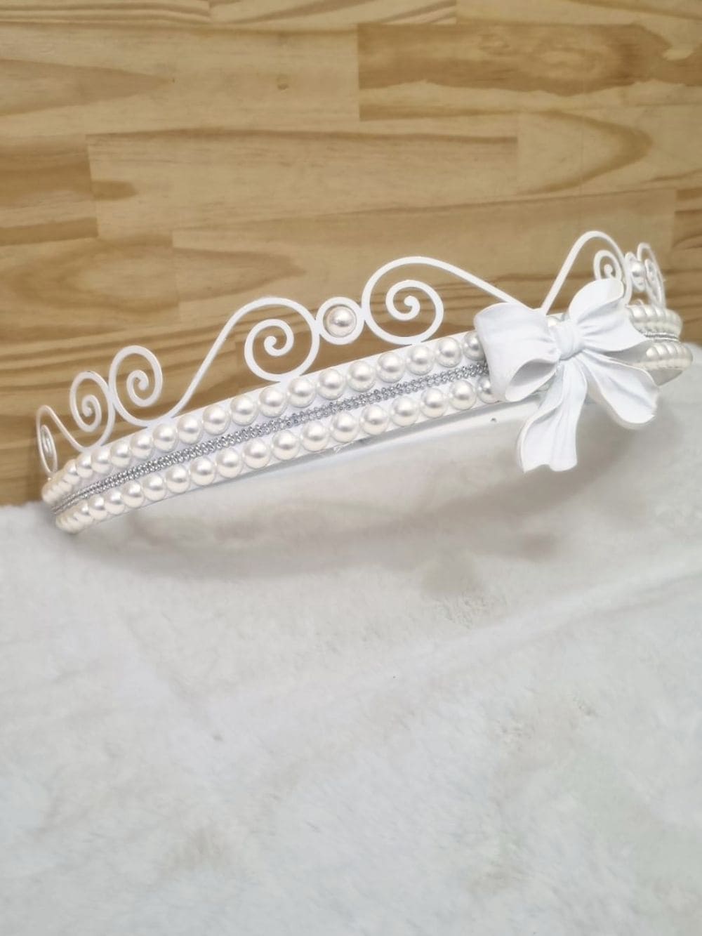 Dossel Branco com Laço e perolas