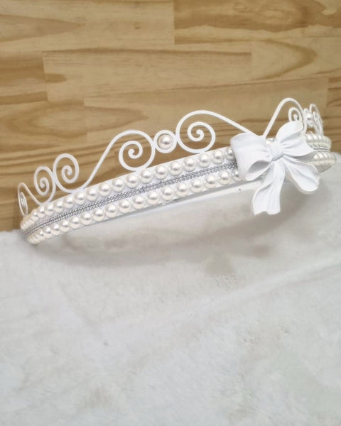 Dossel Branco com Laço e perolas