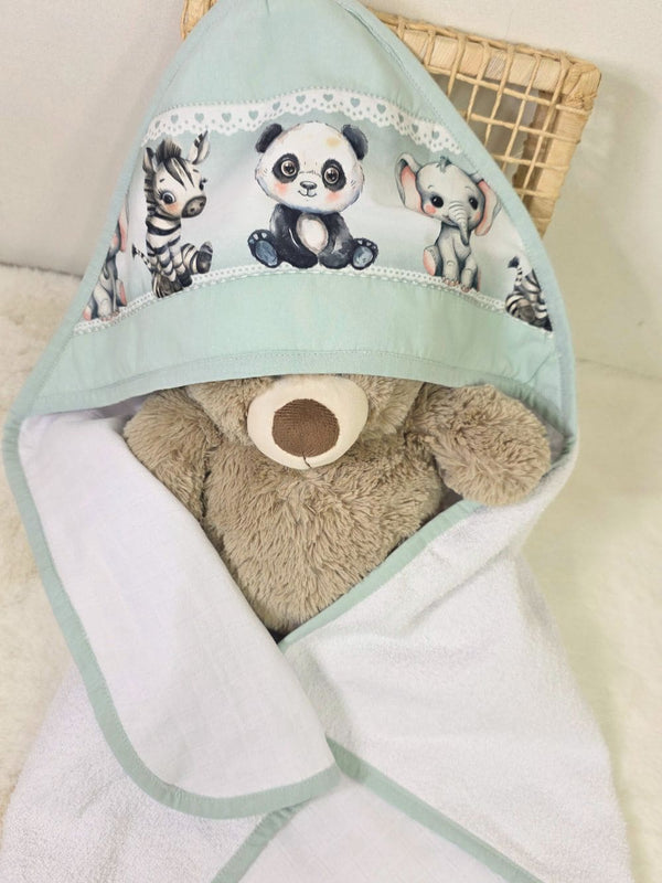Toalha com capuz Panda e animais