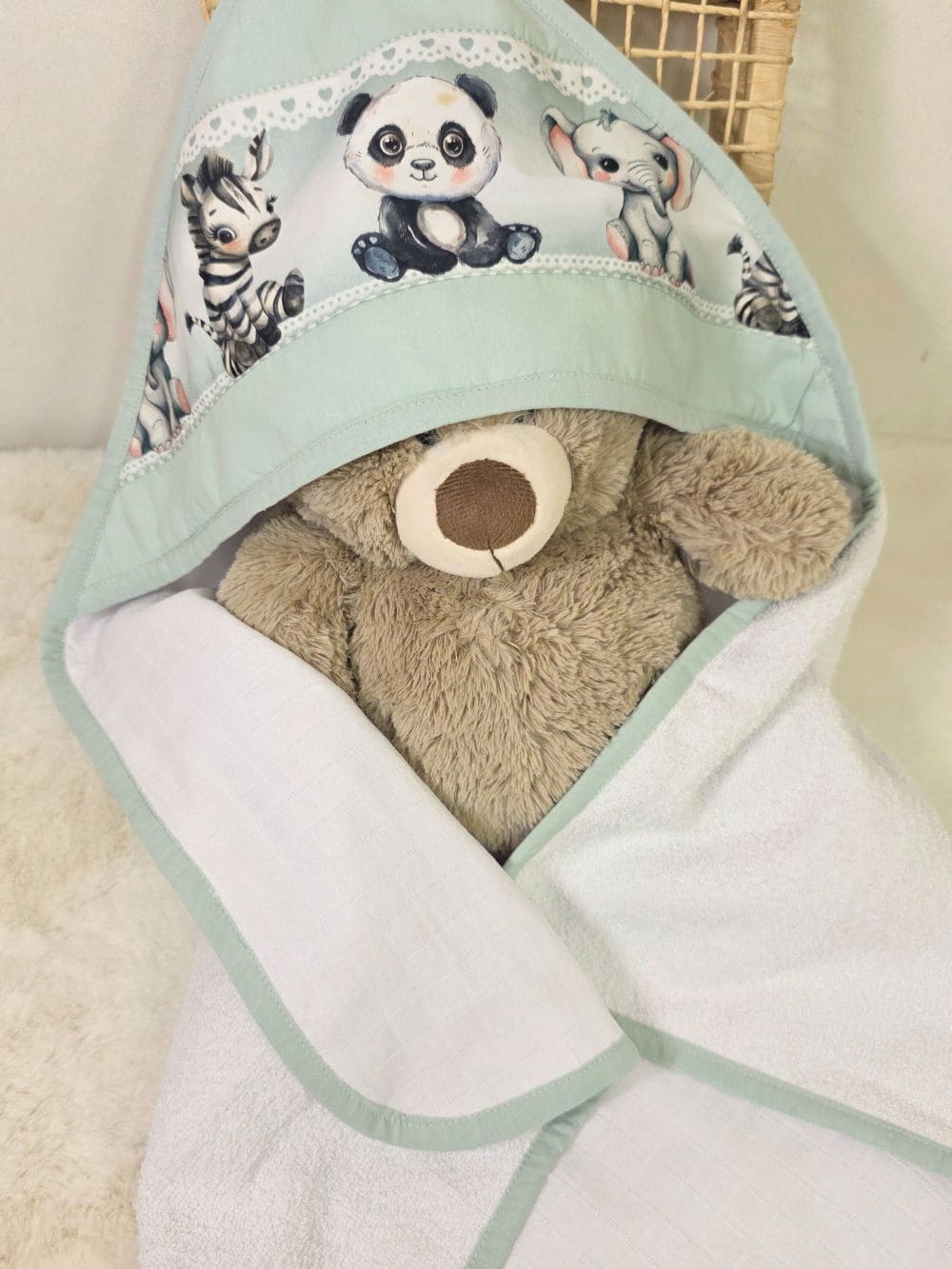 Toalha com capuz Panda e animais