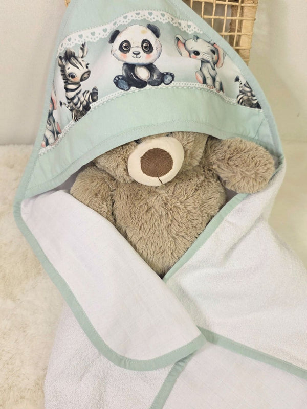 Toalha com capuz Panda e animais
