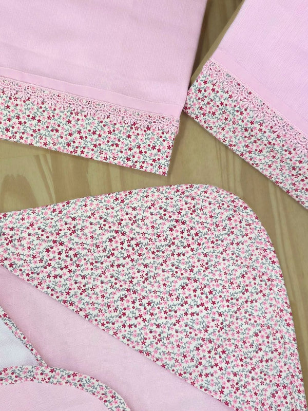 Kit Toalha e fraldas Floral